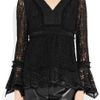 Anna Sui Ruffled Stretchlace Top in Black - Lyst