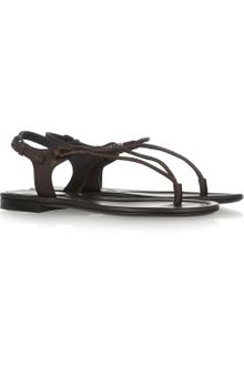 Bottega Veneta Flat Leather Sandals - Lyst