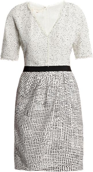 Giambattista Valli Flecked Silklinen and Tweed Dress in Beige (white) - Lyst