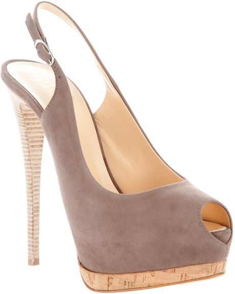 Giuseppe Zanotti Peep Toe Sandal in Beige (grey) - Lyst