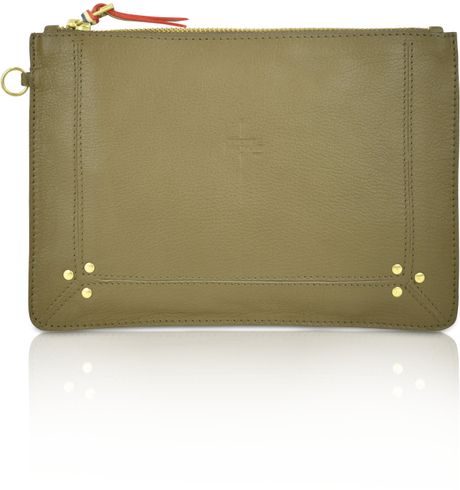 Jérôme Dreyfuss Popoche Green Leather Envelope Clutch in Green - Lyst