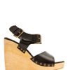 Mango Touch Wood Wedge Sandal in Black (02) - Lyst