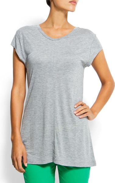 Mango Round Neck Tshirt in Gray (37) - Lyst