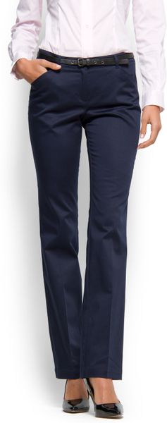 Mango Slim Leg Cropped Trousers in Blue (n1) - Lyst