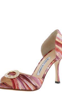 Manolo Blahnik Bejeweled Satin Dorsay - Lyst