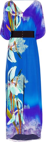 Matthew Williamson Belted Kimono-style Printed Silk Gown - Lyst