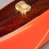Rocio Leather Covered Wooden Clutch Bag in Orange - Lyst