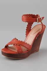 See By Chloé Scallop Wooden Wedge Sandals