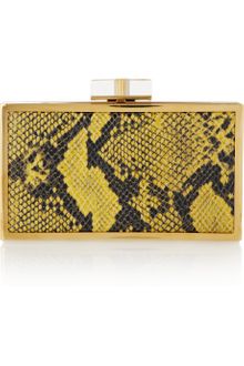 Stella McCartney Ava Metal-framed Faux Python Box Clutch - Lyst