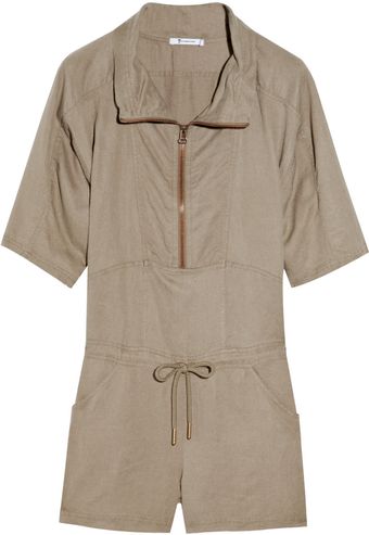 T By Alexander Wang Tencel and Linen-blend Playsuit - Lyst