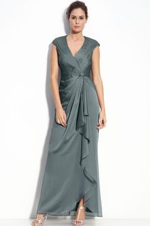 Adrianna Papell Faux Wrap Chiffon Gown - Lyst
