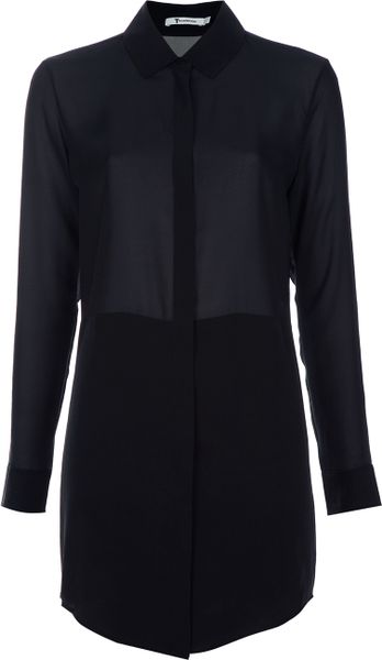T By Alexander Wang Shirt Dress in Black - Lyst