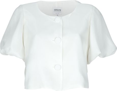 Armani Crop Jacket in White - Lyst