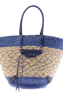 Balenciaga Woven Raffia and Leather Basket Bag - Lyst