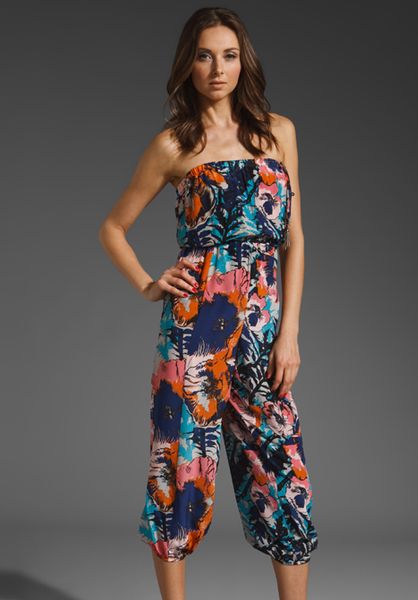 Plenty By Tracy Reese Strapless Jumpsuit in Multicolor (deep water wild floral) - Lyst