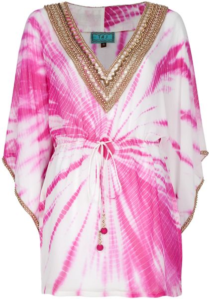 Taj Embellished Kaftan in Pink - Lyst