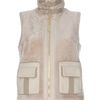 Tory Burch Shearling Gilet in Beige - Lyst