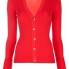 Tory Burch Ribbed Cardigan in Red - Lyst