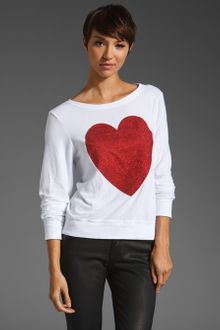 Wildfox Couture Red Sparkle Heart Baggy Beach Jumper - Lyst
