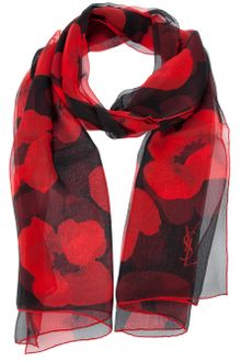 Yves Saint Laurent Printed Silk Scarf - Lyst