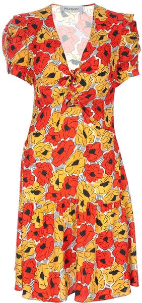 Yves Saint Laurent Floral Print Dress - Lyst