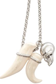Alexander McQueen Ceramic Tusk and Skull Necklace - Lyst