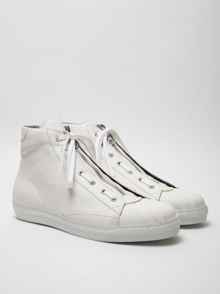 Alexander Mcqueen Alexander Mcqueen Mens Leather High Top Sneaker in White for Men - Lyst