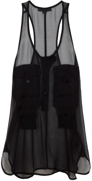 Alexander Wang Silk Crepe Utility Tank - Lyst