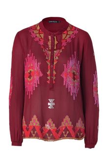 Antik Batik Burgundy Embroidered Silk Tunic Top - Lyst