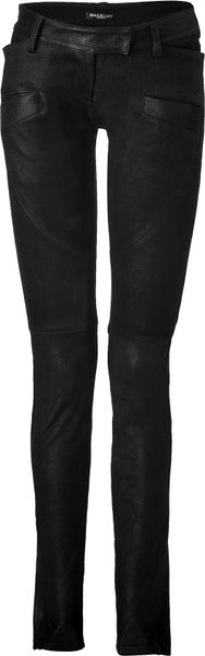 Balmain  Low Rise Leather Pants in Black - Lyst