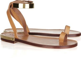 Chloé Metal and Leather Sandals - Lyst