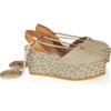 Chloé Leather and Canvas Platform Espadrilles in Gray - Lyst