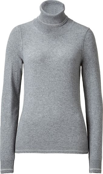  Heather Grey Cashmere Turtleneck Pullover 