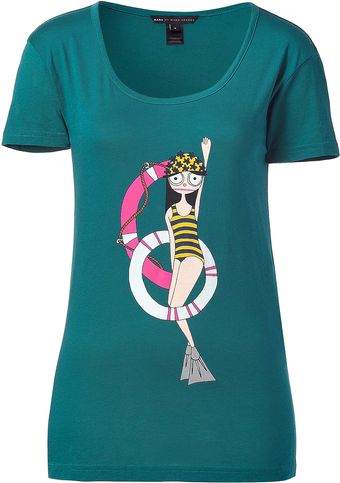  Dark Teal Miss Marc Printed T-shirt 