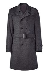 Neil Barrett Charcoal Mélange Double Breasted Wool Coat