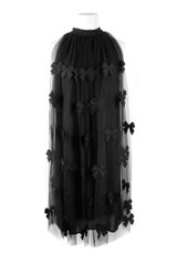 Stella McCartney Silk Sleeveless Dress Covered By A Pleated Tulle with Embroidered Bows
