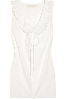 Vanessa Bruno Pleated Cotton and Linen-blend Top - Lyst