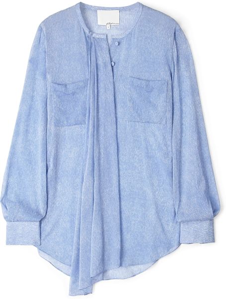 3.1 Phillip Lim Fur Print Silk Shirt in Blue (denim) - Lyst