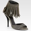 Bottega Veneta Suede Fringe Sandals in Gray (grey) - Lyst