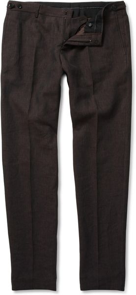 Burberry Prorsum Slimfit Linen Trousers in Black for Men (brown) - Lyst