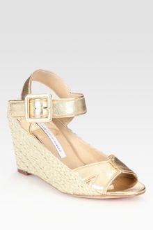 Diane Von Furstenberg Sudan Metallic Leather Espadrille Wedge Sandals - Lyst