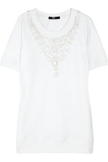 Markus Lupfer Bead-embellished Cotton T-shirt - Lyst