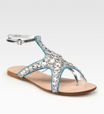  Glitter Metallic Leather and Suede Starfish Sandals 