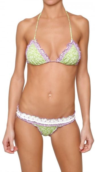 Nina Senicar Ruched Flower Microfibre Bikini Bathing - Lyst