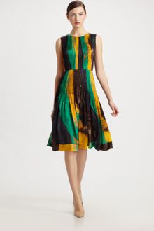 Oscar de la Renta Printed Silk Dress - Lyst