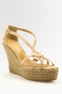 Oscar de la Renta Clara Cork And Leather Espadrille Sandals - Lyst