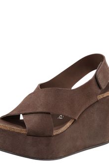 Pedro Garcia Suede Slingback Cork Wedge Sandal - Lyst