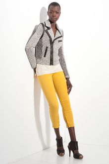 Rag & Bone Hart Leather Trim Knit Biker Jacket - Lyst