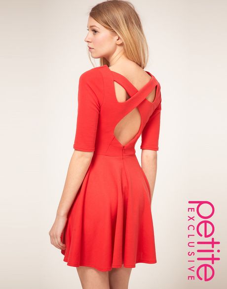 Asos Collection Asos Petite Exclusive Cross Back Skater Dress in Pink (hibiscus) - Lyst