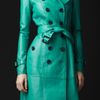 Burberry Prorsum Vibrant Bonded Leather Trench Coat in Green (malachite / spice) - Lyst